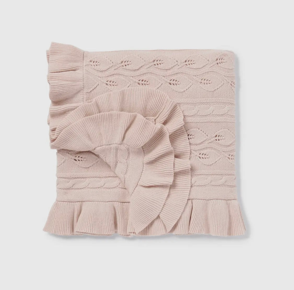 Blush Ruffle Knit Organic Blanket