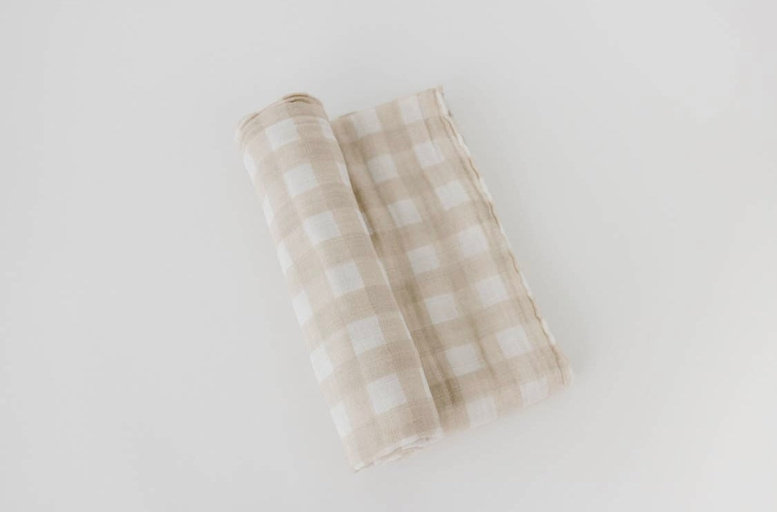 Neutral Organic Gingham Baby Blanket